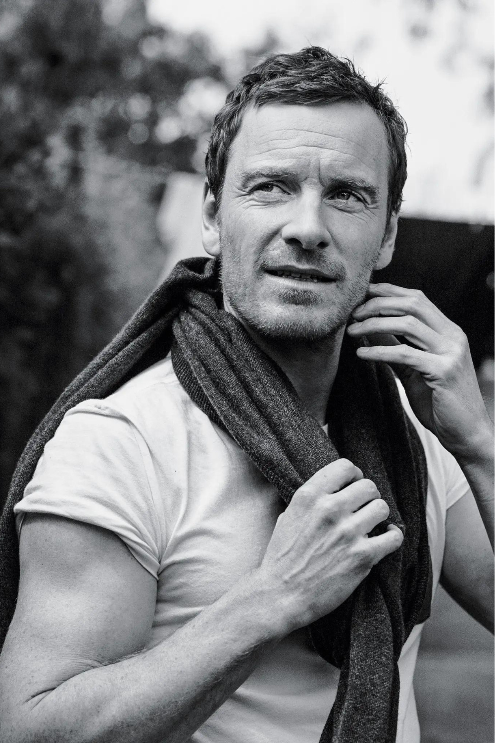 Michael Fassbender Posing With A LV Sweater