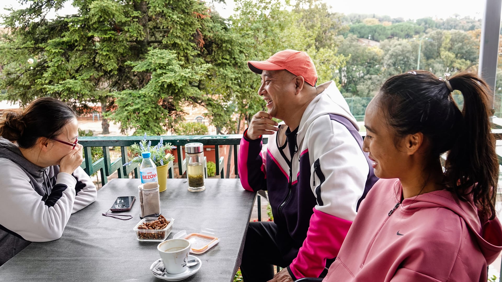 Qinwen Zheng Family Having Coffee Together