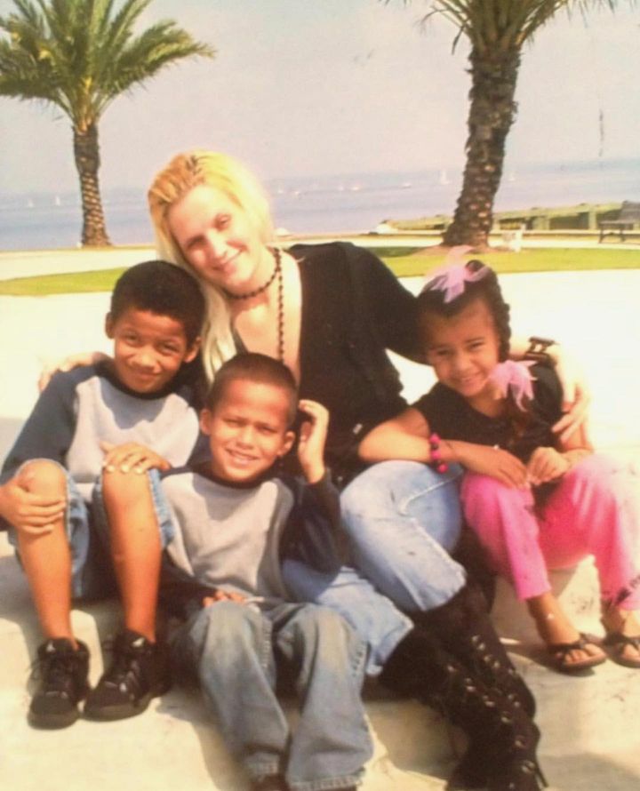 Young Gabe With Mother Alana And His Siblings