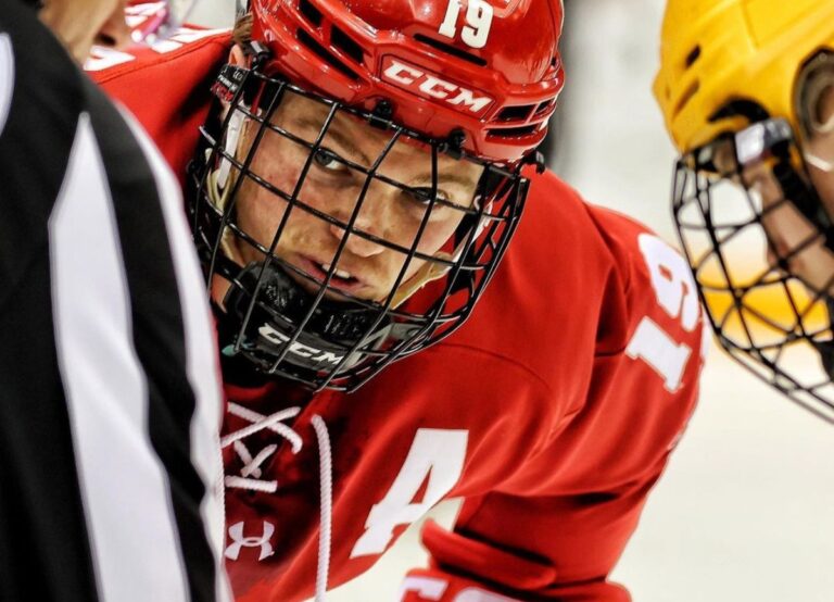 Brock Caufield Pictured In Action For Wisconsin Badgers In December 2022