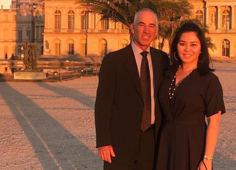 Corey Pavin Pictured With His Wife, Lisa Pavin Outside Versailles, France In 2018