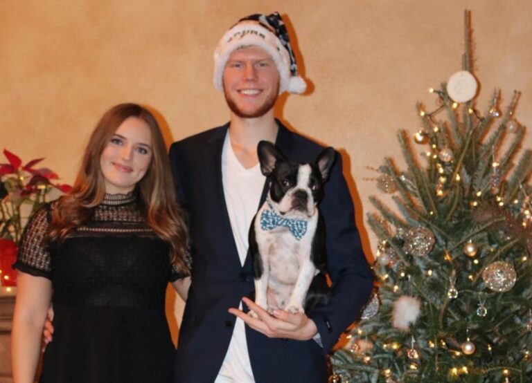Davis Bertans Pictured With His Wife, Anna Sonka And Their Pet Dog In 2016