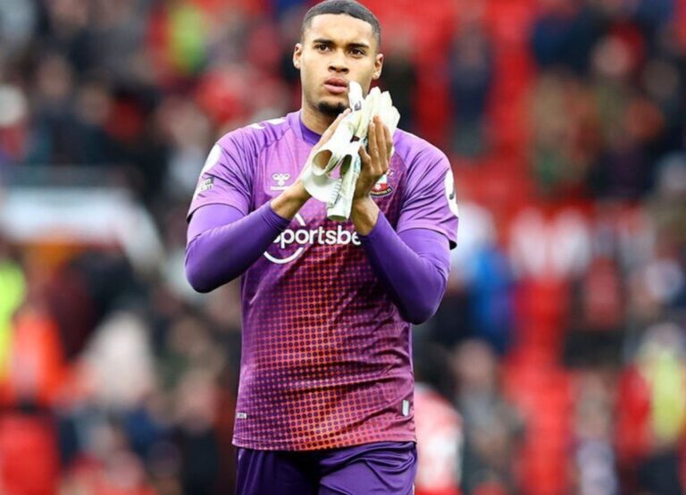 Gavin Bazunu Pictured Applauding Southampton Fans At The End Of The Game
