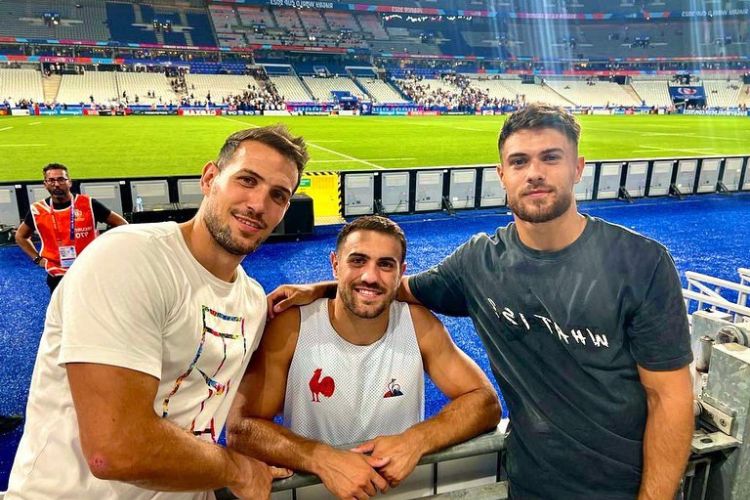 Melvyn Jaminet Pictured With His Two Brothers, Kylian (L), And Dylan (R) During The Ongoing Rugby World Cup Tournament 