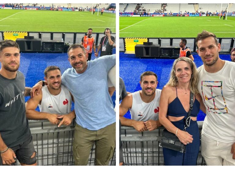 Melvyn Jaminet Pictured With His Parents, Herve, And Isabelle During The Ongoing Rugby World Cup Tournament