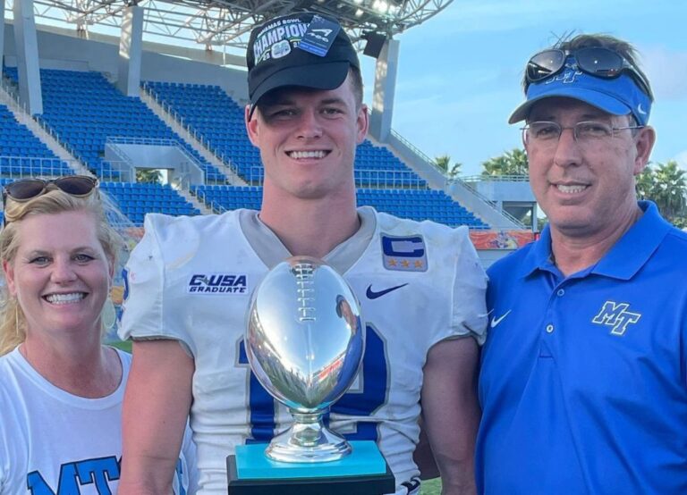 Reed Blankenship Pictured With Parents, Troy, And Sandra Blankenship During His Days With Middle Tennessee