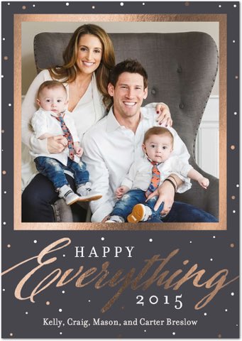 Craig Breslow With His Wife And Twin Sons In Their 2015 Christmas Card