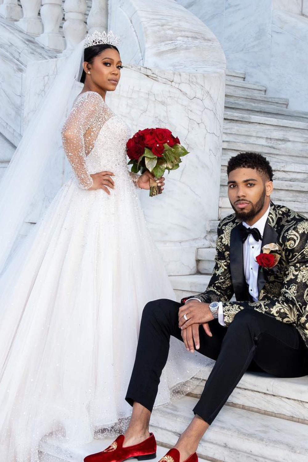 Devyn Marble And His Wife During Their Wedding Photoshoot