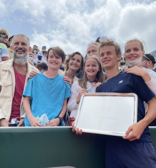 Luca Van Assche With His Family After His 2021 Junior French Open Win