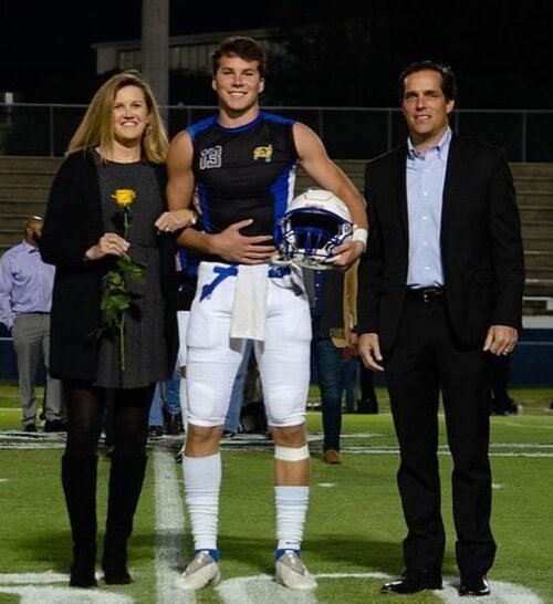 Riley Leonard With His Parents Chad And Heather 