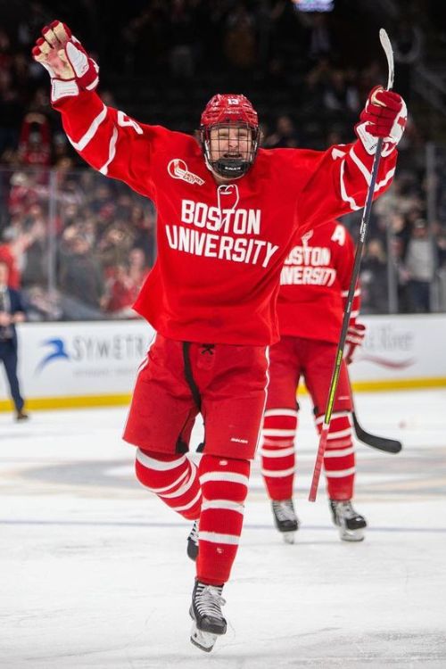 Trevor Zegras Celebrating After He Scored In A Game