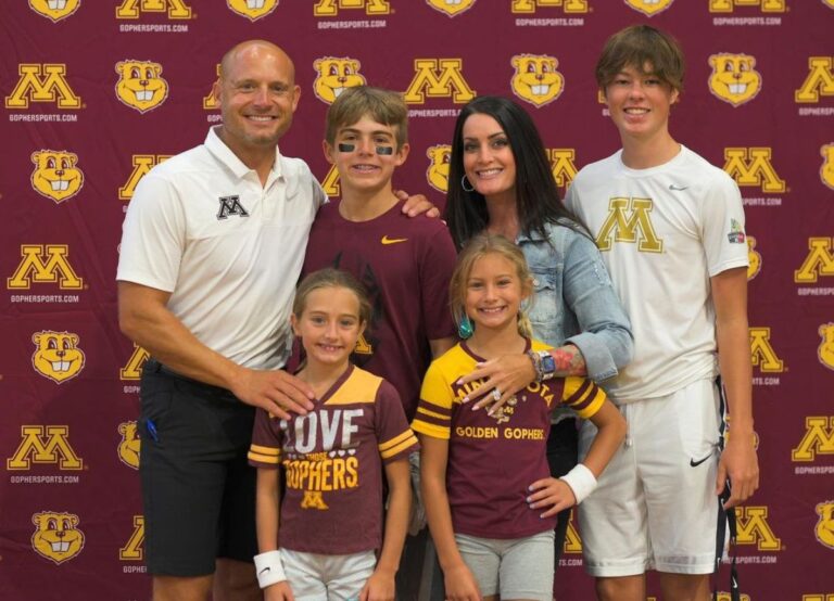 P. J. Fleck With His Wife Heather And Kids