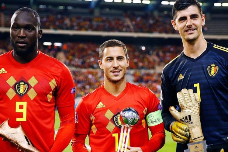 Eden Hazard Pictured With His Belgian Teammates, Romelu Lukaku And Thibaut Courtois In 2018