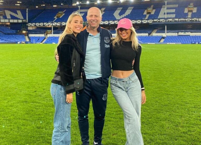 Ian Woan Pictured With His Two Daughters, Madison, And Amelia Woan At The Goodison Park