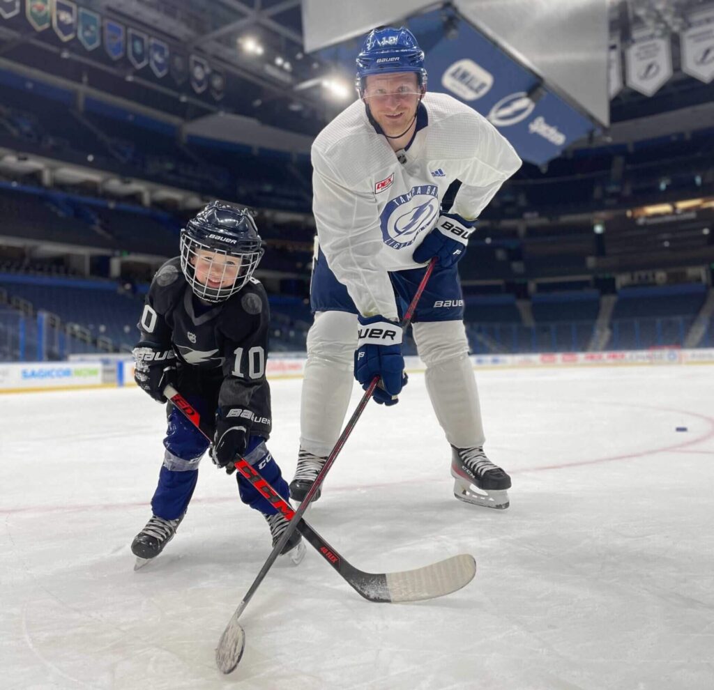 Corey Perry Son Learning Ice Hockey