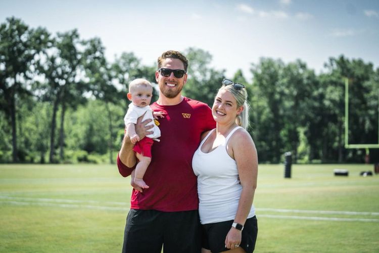 Luke Del Rio Pictured In His Washington Commanders Gear With His Wife, Mckenzie And Their Son In 2022