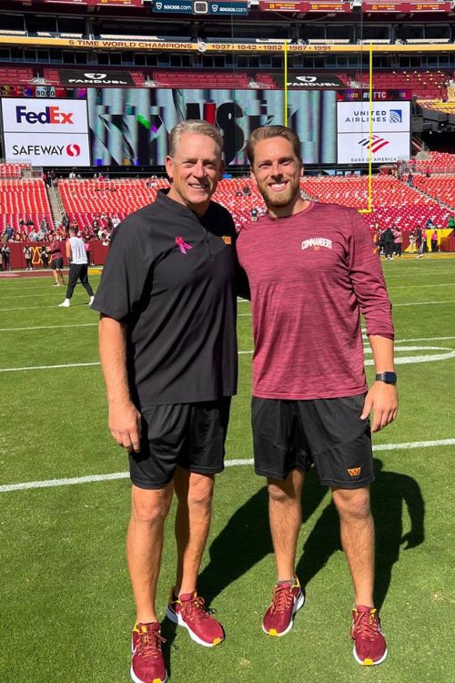 Jack Del Rio Pictured With His Son In October 2022 In FedExField After Beating Tennessee Titans