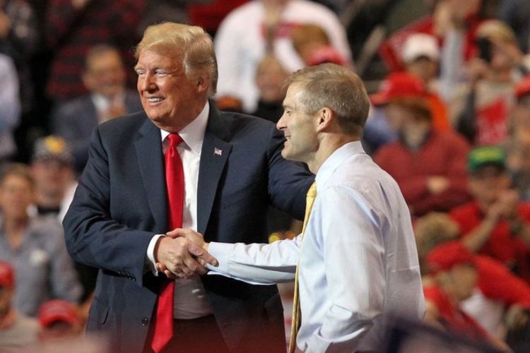 Jim Jordan Pictured Shaking Hands With His Ally And Former President Of The US, Donald Trump