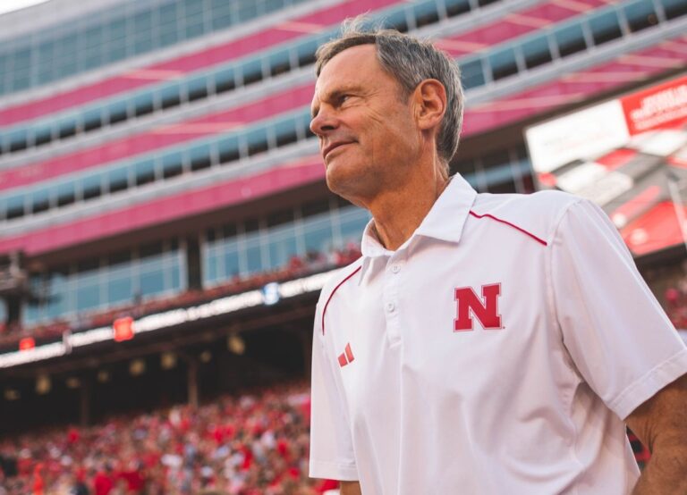The Nebraska Cornhuskers Head Coach, John Cook Enters The Stadium Before The Game On August 2023
