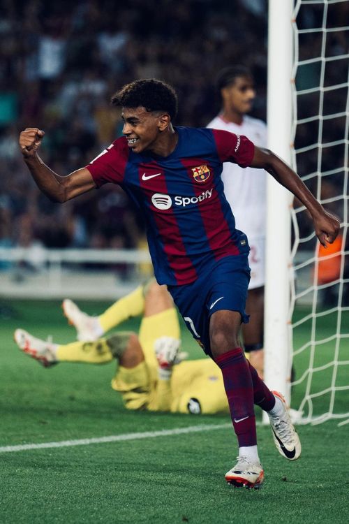 Lamine Yamal Celebrates As Barcelona Go Ahead Against Sevilla 