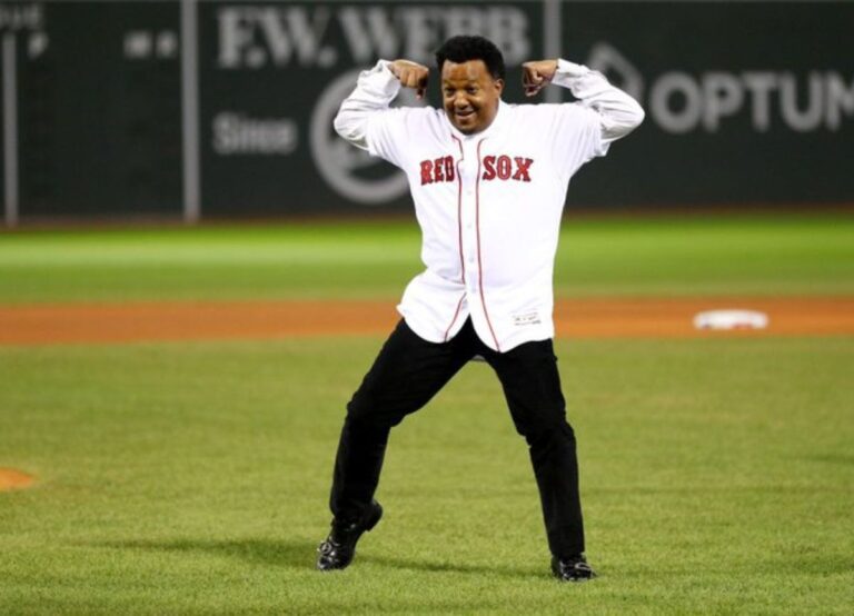 Pedro Martinez Pictured Having Fun At The Fenway Park While Wearing The Red Sox Jersey