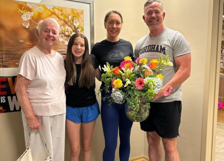 Sean Casey Pictured With His Future Wife Sarah Dade After She Completes Her Latest Round Of Chemotherapy