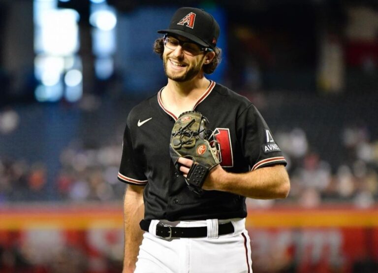 Zac Gallen Pictured In His Diamondbacks Kit After Pitching A Scoreless Innings In The 2022 Season