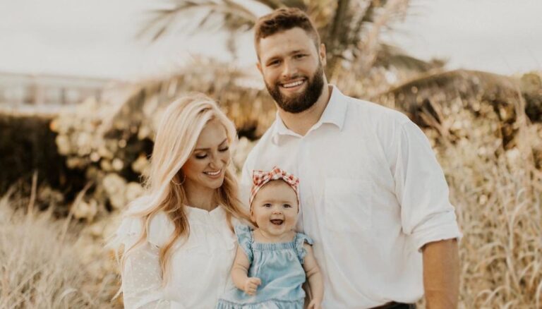 American Football Player Vince Biegel And His Wife Sarah With Their Daughter