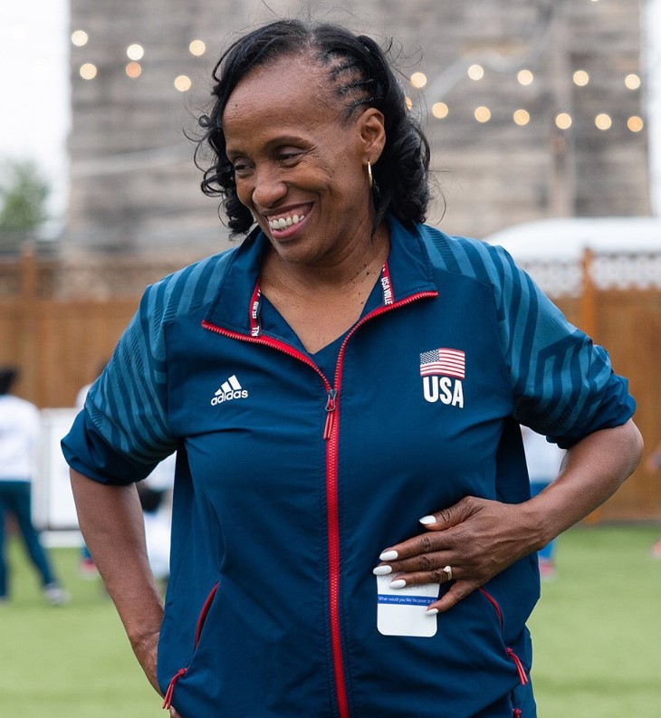 Jackie Joyner Kersee captured in a candid photograph