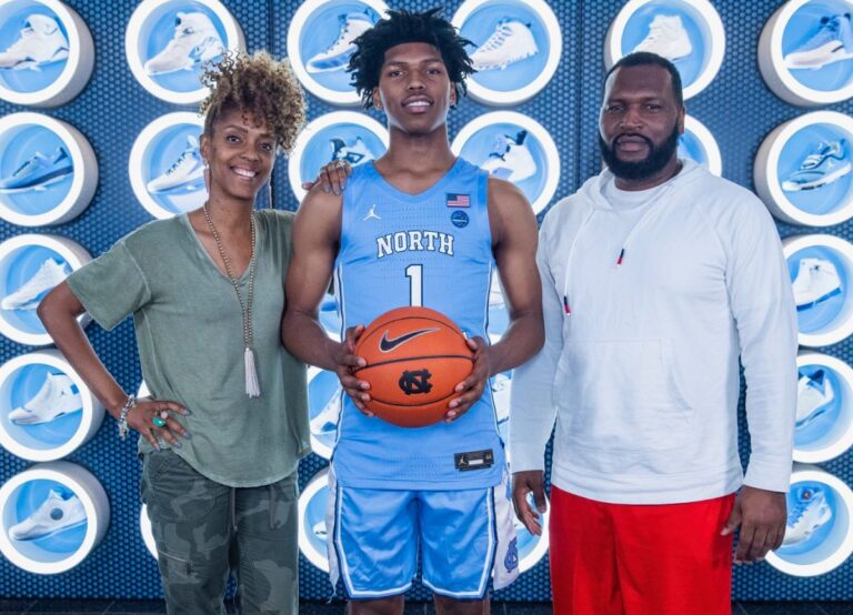 Caleb Love Pictured With His Mother Alecia Thompson And Father Dennis Love In 2019 After Committing To UNC