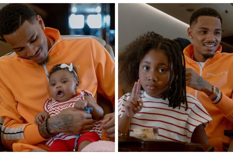 Dejounte Murray Pictured With His Two Daughters, Icelynn, And Riley 