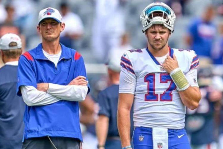 Ken Dorsey And The Bills' QB Josh Allen Pictured During The Game Earlier This Season