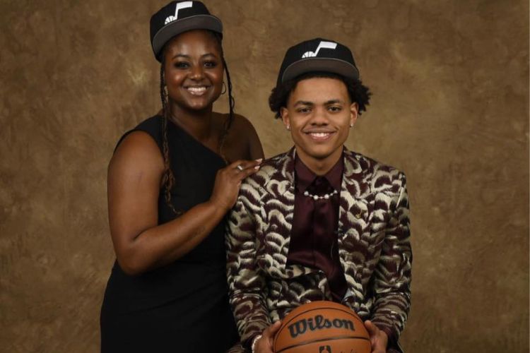 Keyonte George Pictured With His Mother Kristen After Being Drafted By The Utah Jazz In 2023