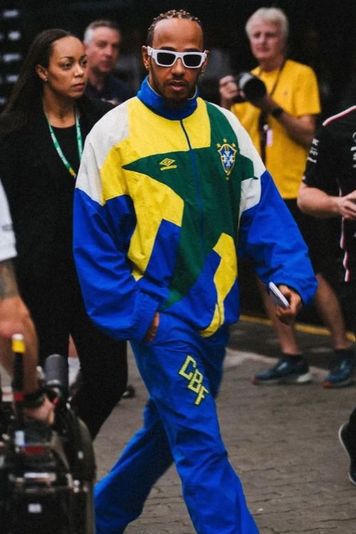 Lewis Hamilton Arrives For Brazilian Grand Prix In Style Wearing The 90s Brazil National Soccer Team Tracksuit