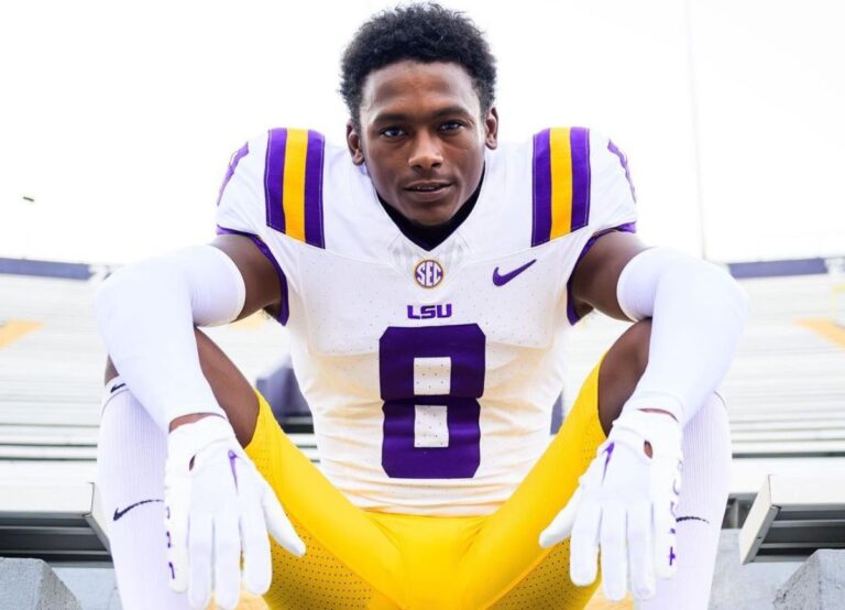 The LSU Safety Major Burns Pictured Before The 2023 Collegiate Season
