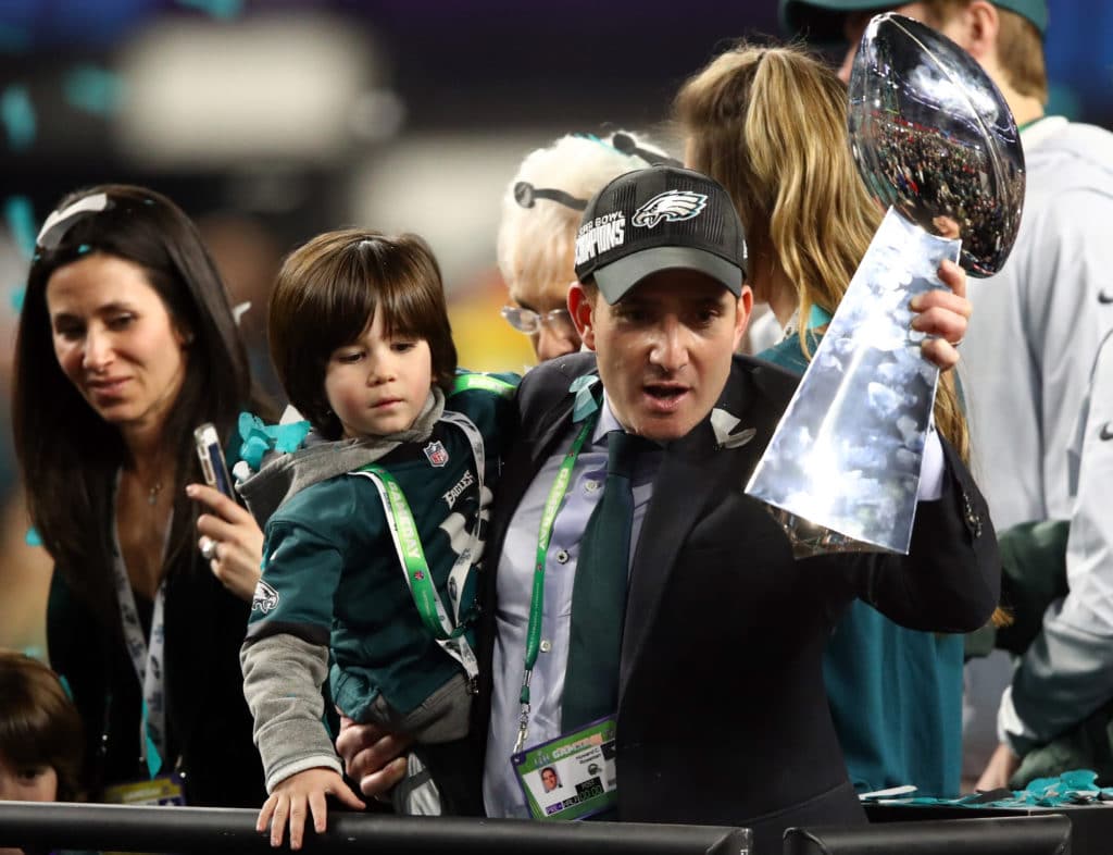 Howie Roseman With His Son And Wife At Super Bowl LII, 2018