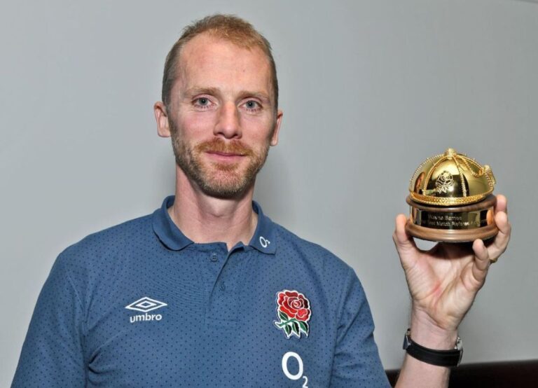 Wayne Barnes Pictured With The Shiny Cap In 2022 After A Record Breaking Game