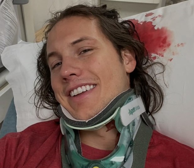Andrew East shares a photo from his fainting incident