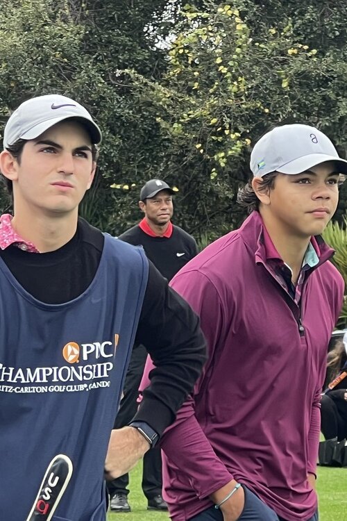 Charlie Woods And His School Teammate Luke Wise At The 2023 PNC Championship 