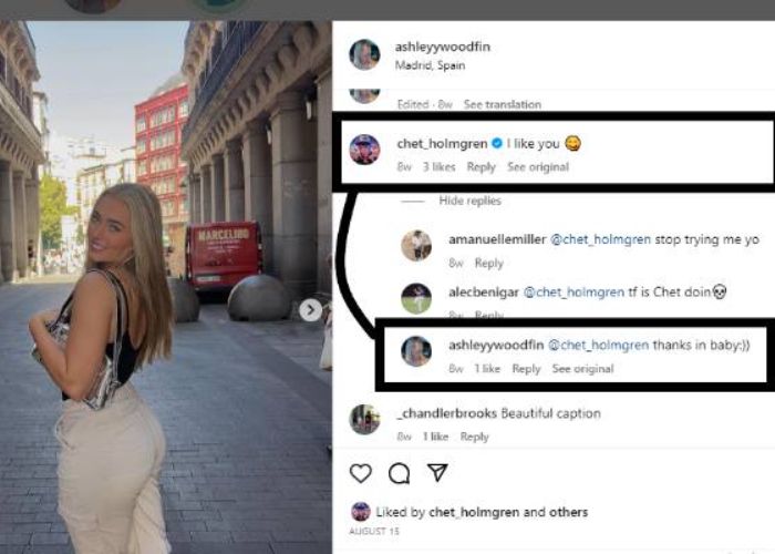 Chet Holmgren's Comment On Instagram Post Of His Alleged Girlfriend Ashley