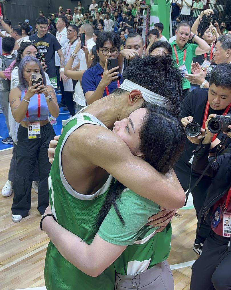Evan Nelle Celebrating The UAAP Championship With Kitty Duterte