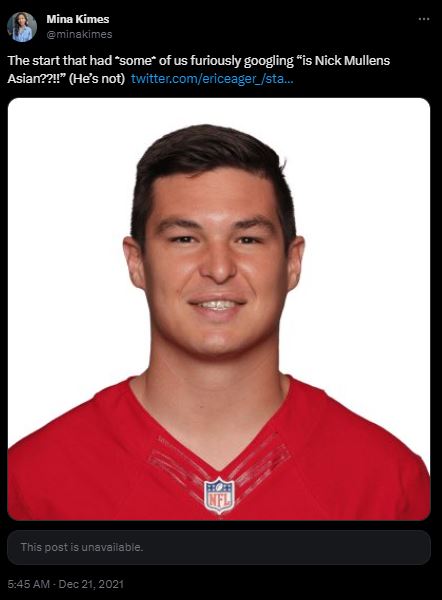 Mina Kimes Says Nick Mullens Is Not Asian