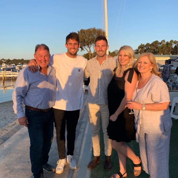 Mitch Marsh With His Parents, Geoff & Michelle And Siblings, Shaun & Melissa