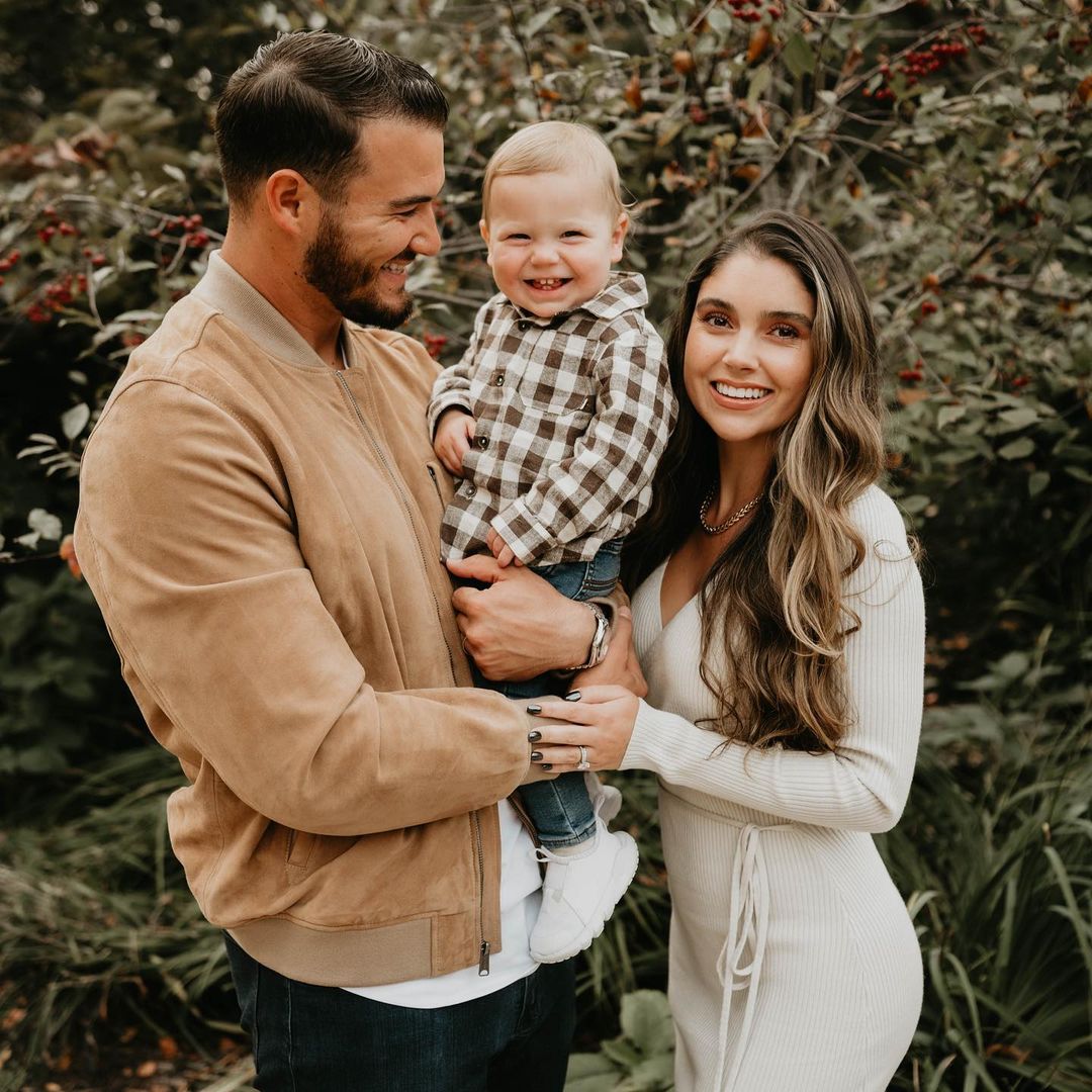 Quarterback Mitch With Wife And Son