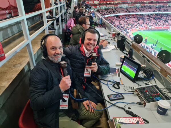 Russell Hargreaves and David Hillier Delivering Commentary for Arsenal vs West Ham United in 2022