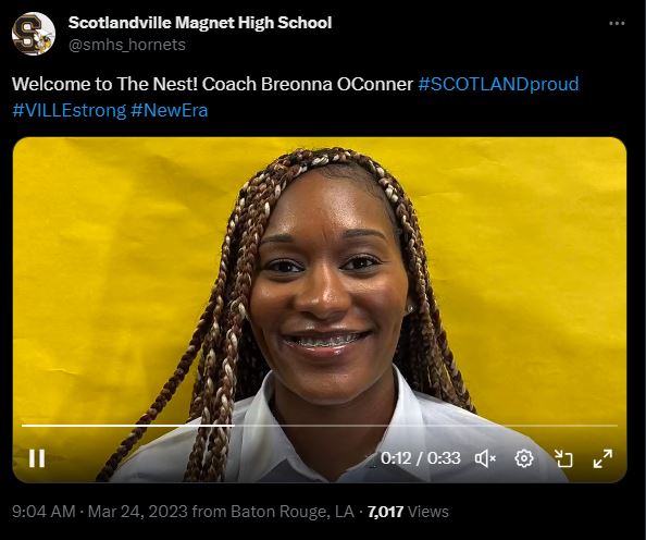 Scotlandville High School Reveals Breonna O'Conner As Their New Coach In March 2023