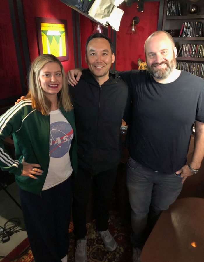 Tom Segura With His Wife Christina P And Comedian Steve Byrne