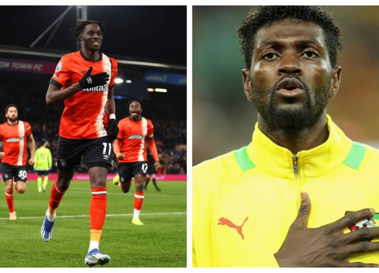 The Luton Town Striker Elijah Adebayo (L) Has No Relation With The Former Manchester City Striker Emmanuel Adebayor