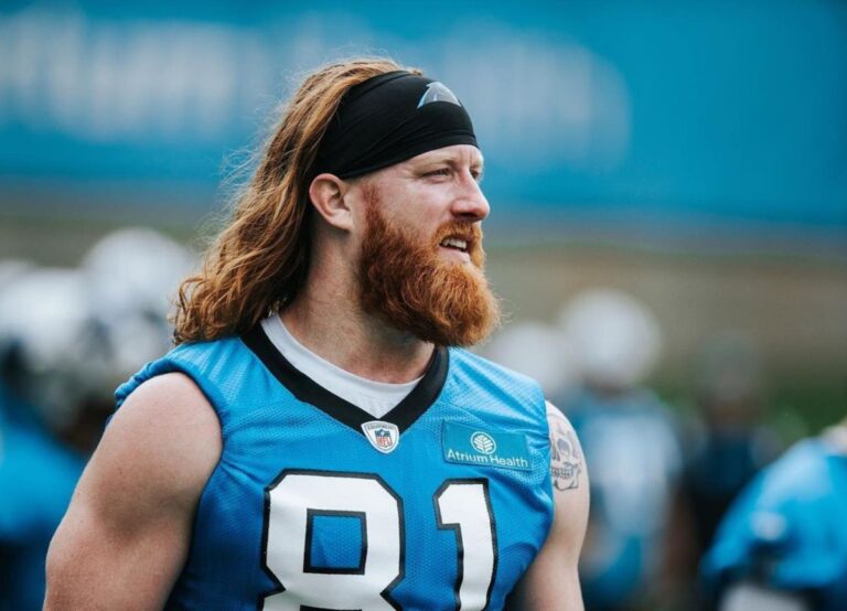 Hayden Hurst Pictured During The Training Session With The Carolina Panthers