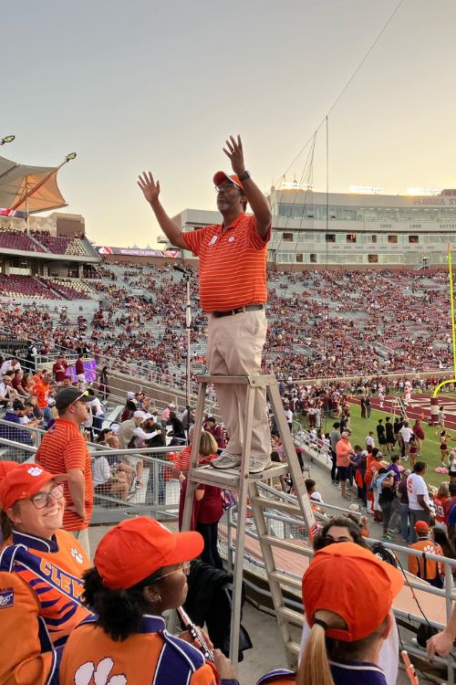 Jeff Clemson Pictured Instructing The Clemons' Marching Band 